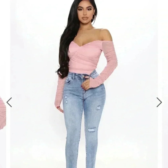 Mesh baby pink bodysuit  in size XS - Picture 2 of 3